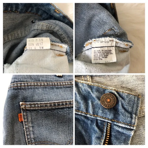 Vintage 70s Levis 684 Orange Tab Bell Bottom Super Flare Jeans - Picture 5 of 14